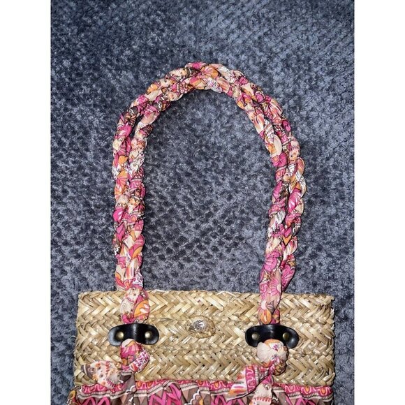 CAPPELLI Straworld Rattan and Multicolor Tiered Ruffles Double Top Handles Bag - Picture 5 of 16